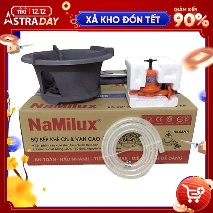 Bộ bếp gas công nghiệp NaMilux NA-196 kèm van cao áp NA-537SH, tặng 1.5m dây gas công nghiệp và 02 đai thép - Hàng chính hãng