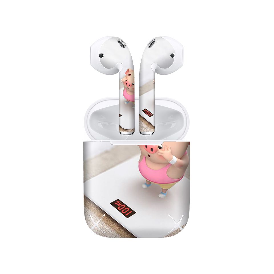 Miếng dán skin chống bẩn cho tai nghe AirPods in hình Heo con dễ thương - HEO2k19 - 016 (bản không dây 1 và 2)