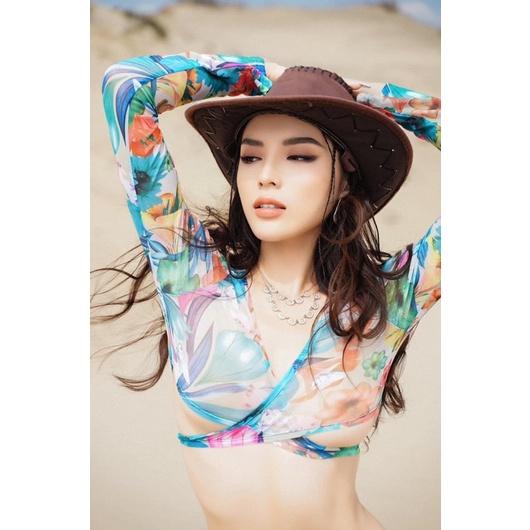 Set bikini hoa 3 mảnh hot trend kèm ảnh thật