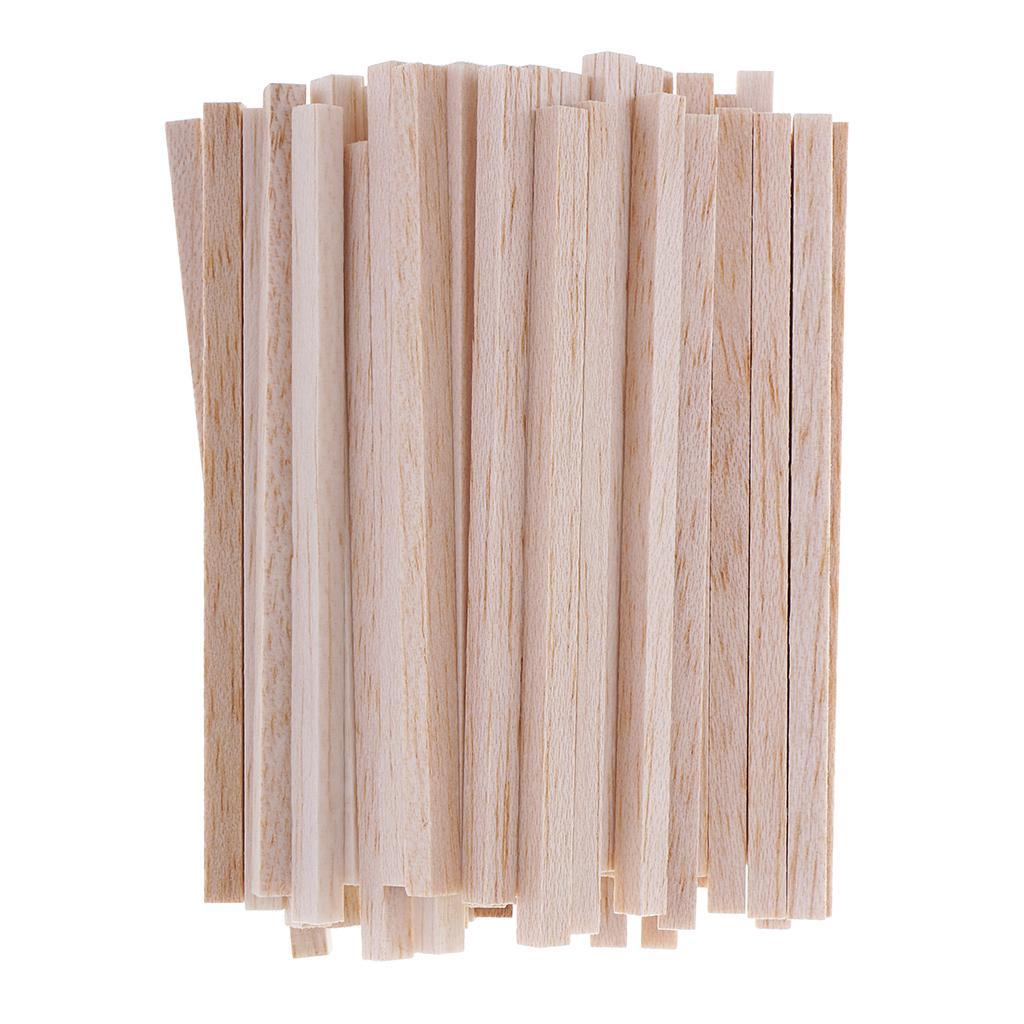 100 Pieces Natural Square Unfinished Balsa Wood Wooden Sticks Dowel Rods for DIY Craft Model