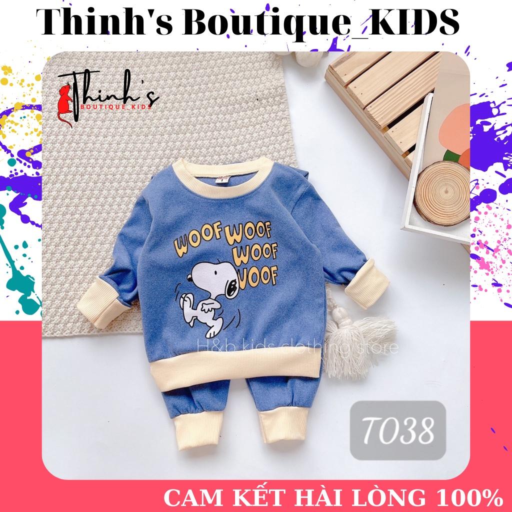 Bộ quần áo trẻ em vải nĩ mỏng, Bộ quần áo thu đông cho bé