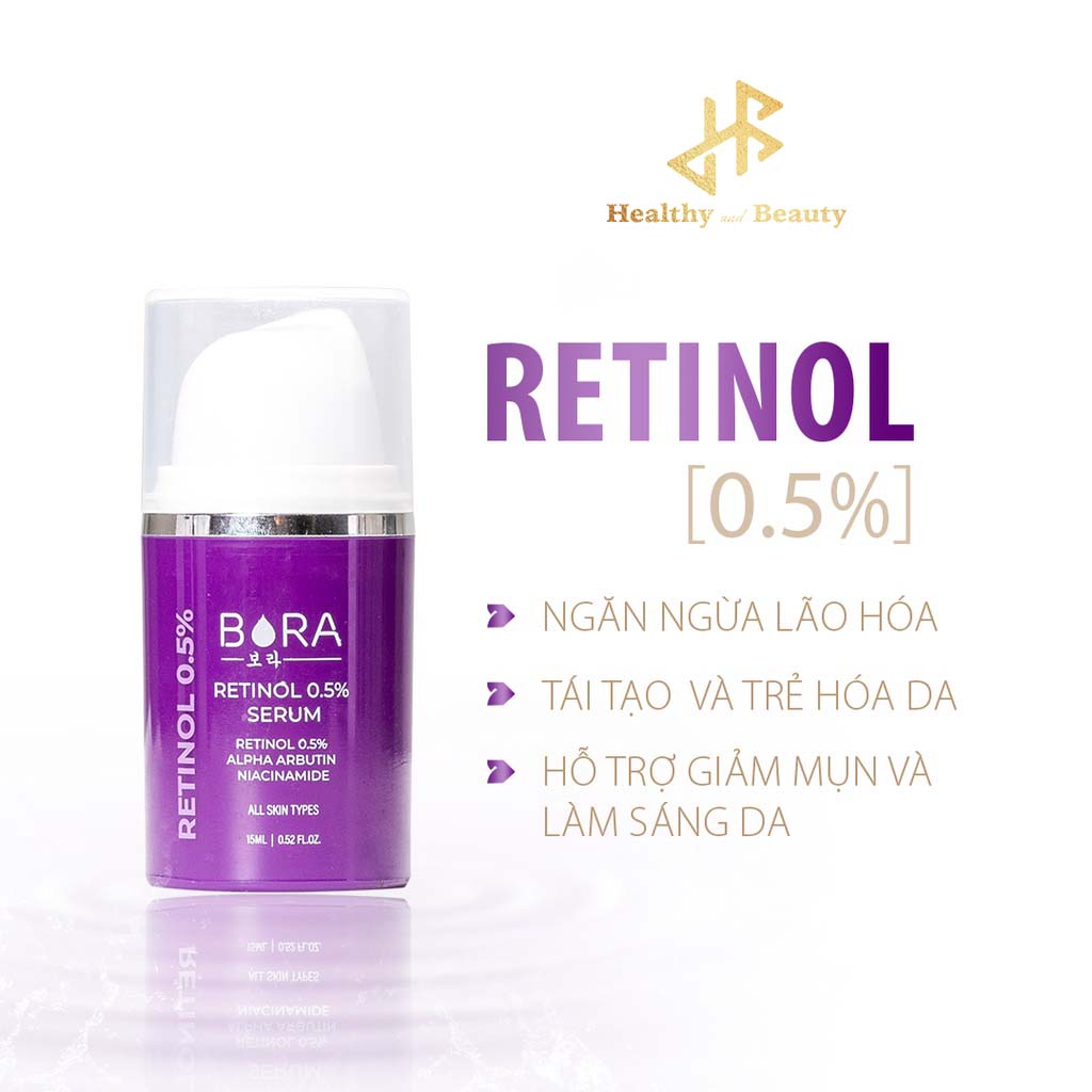 Serum dưỡng trắng, chống lão hóa và căng bóng da Bora Retinol 0.5% chai 15ml