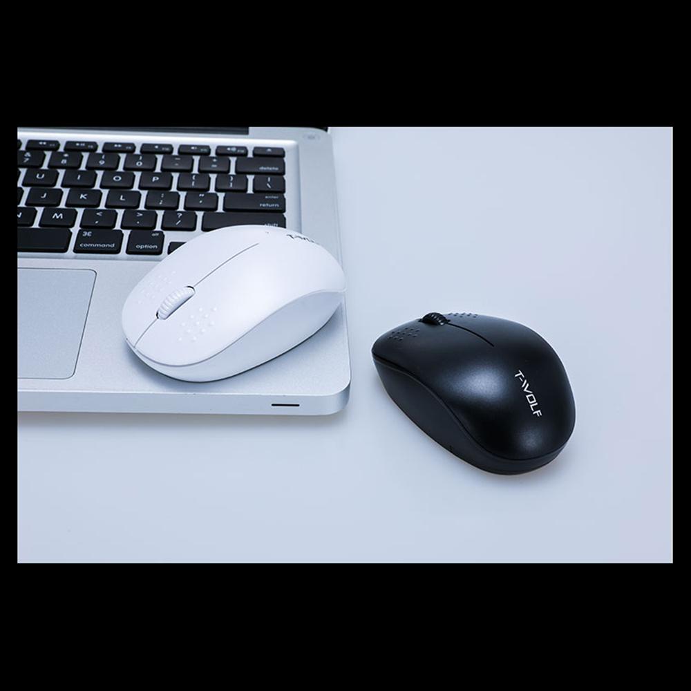 T-WOLF Q4 2.4G Wireless Optical Office Mini Mouse 3 Button 1000 DPI Ergonomic Gaming Mouse for PC/Laptop White