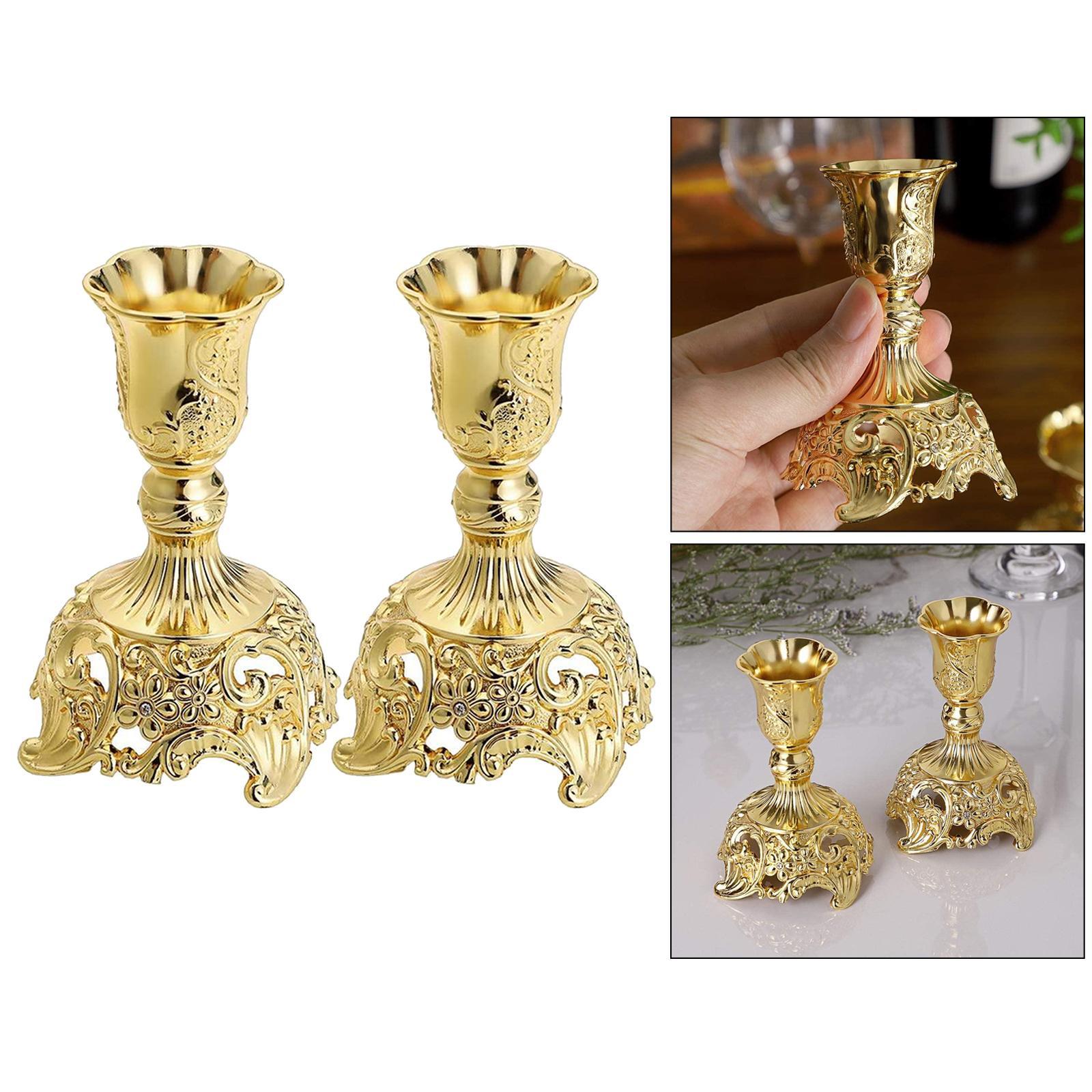 Metal Flowers Candlestick Holders Home Dinner Candle Holder Gold 3x3x4inch