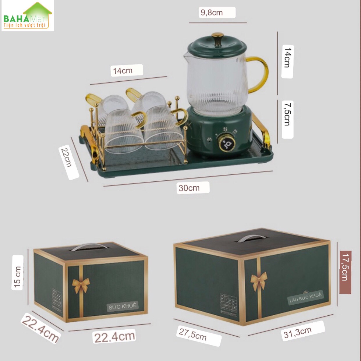 BỘ ẤM PHA TRÀ ĐIỆN CÁCH NHIỆT "BAHAMAR" dùng pha cafe, trà hoa, trà dưỡng nhan… rất nhanh gọn