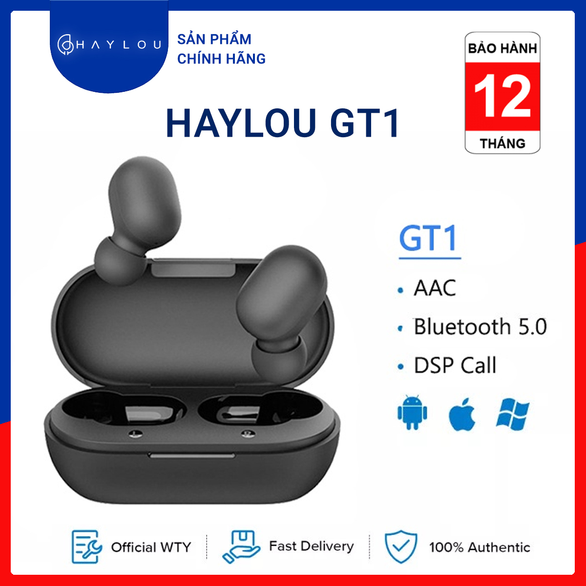 Tai Nghe Bluetooth Không Dây True Wireless Xiaomi Haylou GT1 Bluetooth 5.0 - Hàng Nhập Khẩu