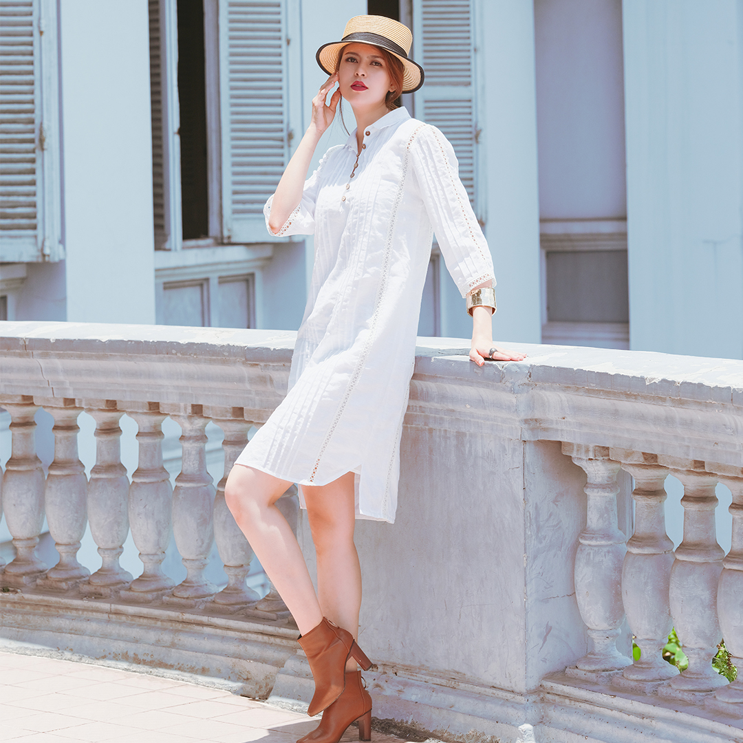 Đầm Linen Suông Đầm Kiểu Đẹp Thời trang thiết kế Hity DRE135