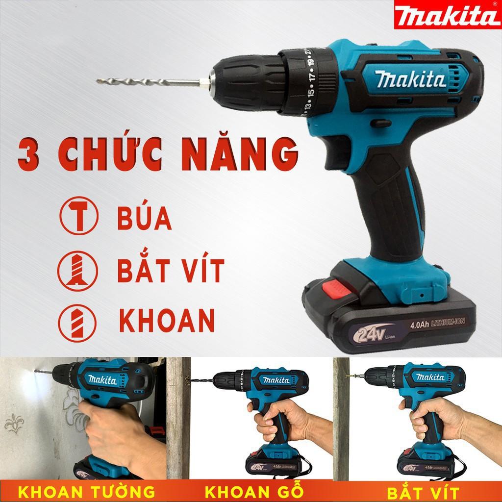 Máy Khoan Pin Makita 24V Loại 2 Pin kèm bộ Phụ Kiện