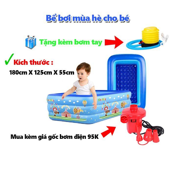 ️ Bể bơi phao cho bé loại nào tốt,Bể bơi phao trong nhà, hình chữ nhật kích thước 180cm