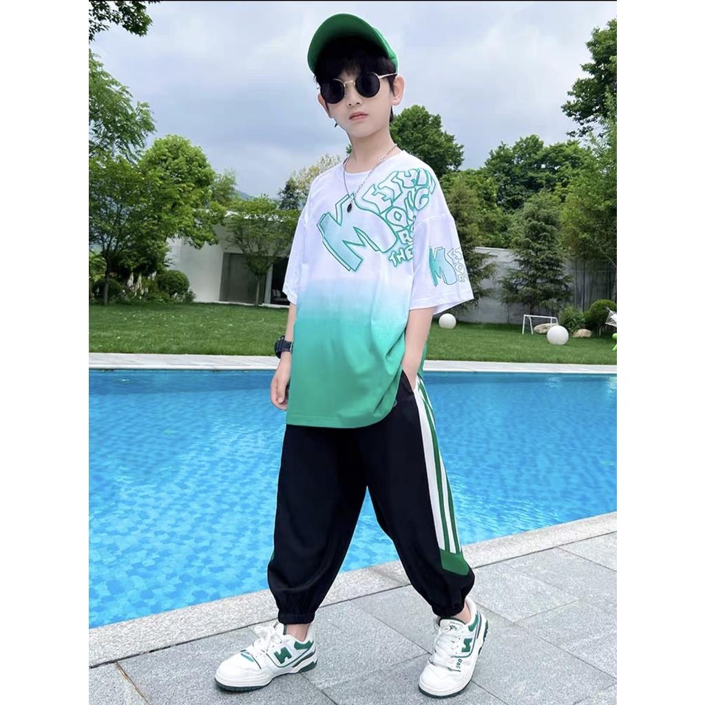 Đồ bộ bé trai, set áo ngắn tay quần dài phong cách hiphop cho bé trai size 16-60kg chất cotton mềm mịn mát