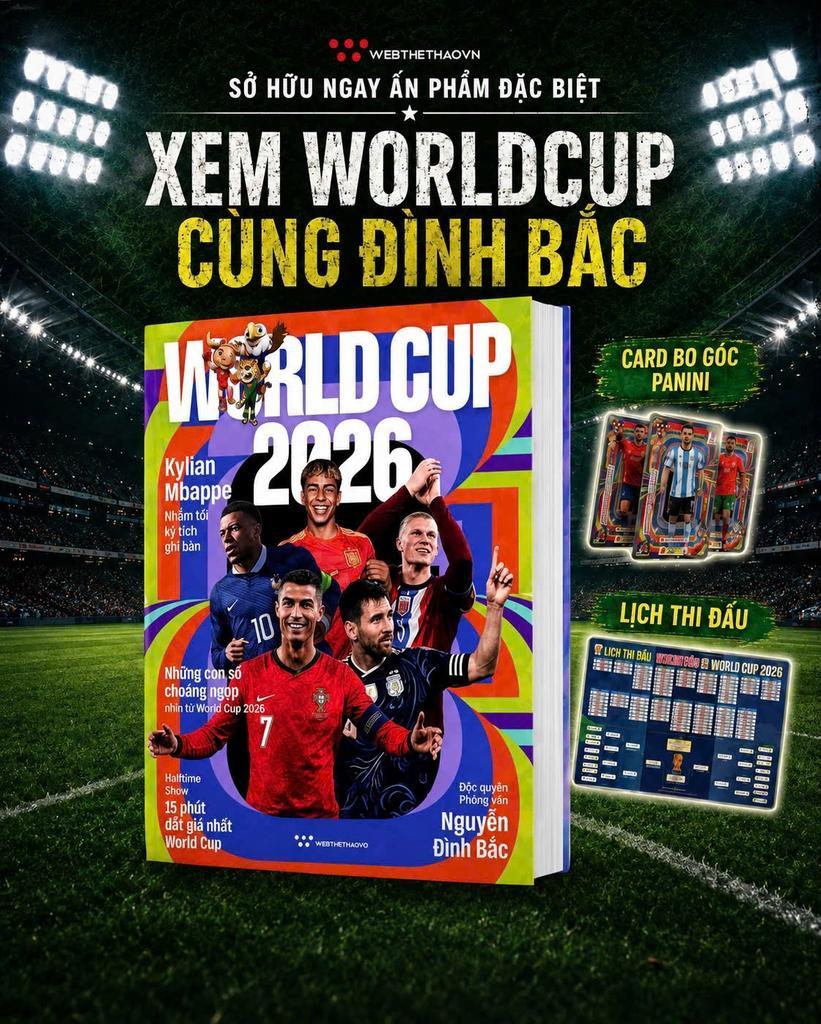 Sách - World Cup 2026 - Tặng Kèm Thẻ Cầu Thủ FIFA World Cup Panini + Lịch Thi Đấu World Cup 2026