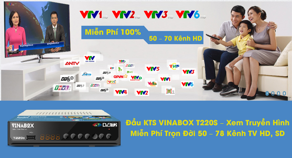 Đầu Thu Kỹ Thuật Số DVB T2 Vinabox T220S Thế hệ mới – Xem Truyền Hình Miễn Phí - Hàng Chính Hãng