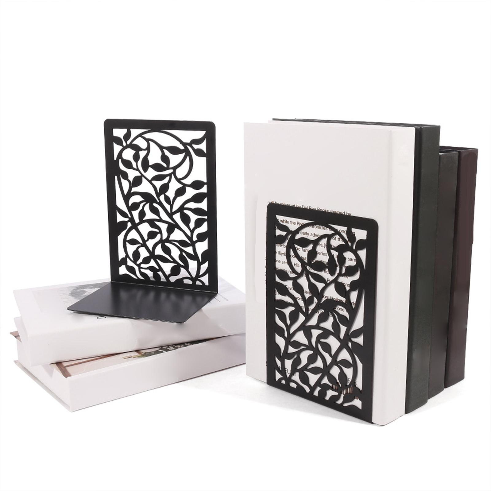 Book Ends, Heavy Duty Iron Bookend Supports Stable Bookends for Home Restaurant Binder