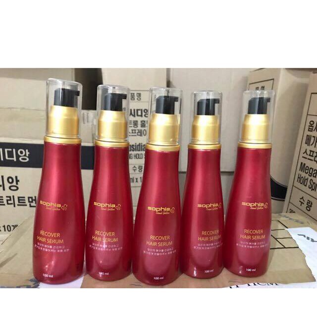 Tinh dầu siêu dưỡng tóc mềm mượt Sophia Golden Recovery Hair Serum Hàn Quốc 100ml tặng kèm móc khoá