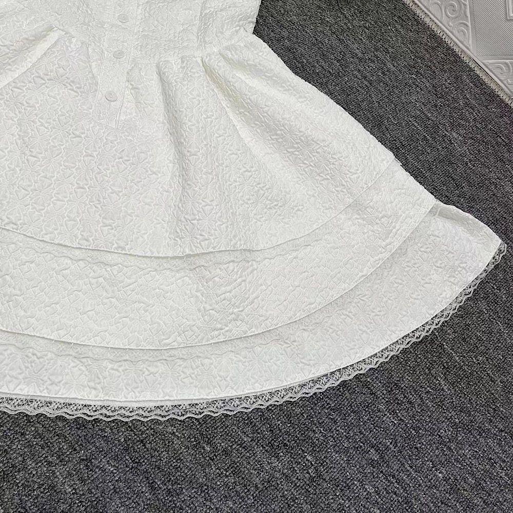 SHUANGYAN Hải quân cổ Ultra Fairy Bouffant váy cho phụ nữ mùa hè ren ren nhỏ bong bóng tay áo thắt lưng đầm cao eo