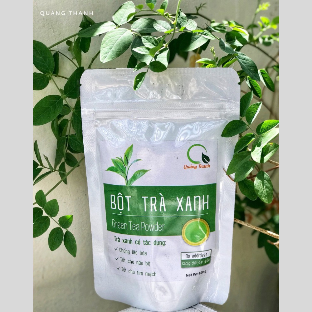 Túi 100g Bột Trà Xanh Quảng Thanh sấy lạnh - 100% búp trà tươi, không chứa chất bảo quản, ngăn ngừa lão hóa, tốt cho não bộ, tim mạch