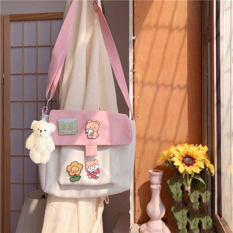 InsJapanese-Style Harajuku Cute Vintage Soft Sister Sling Canvas Bag Female Student Korean-Style One-Shoulder All-match