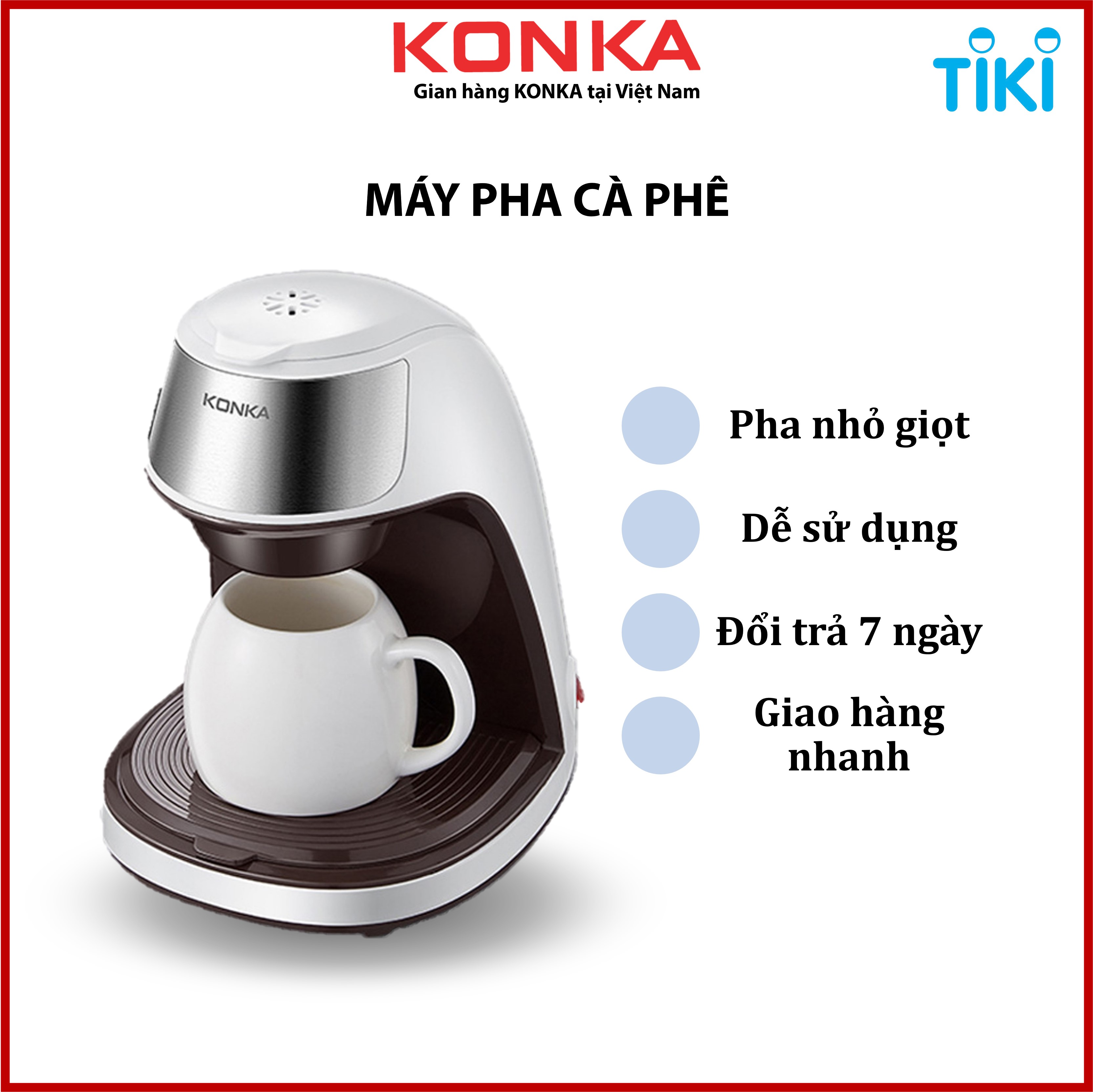 Máy Pha Cà Phê KONKA KCFCS2 Thiết Kế Kiểu Mới Hiện Đại, Sang Trọng - Hàng nhập khẩu