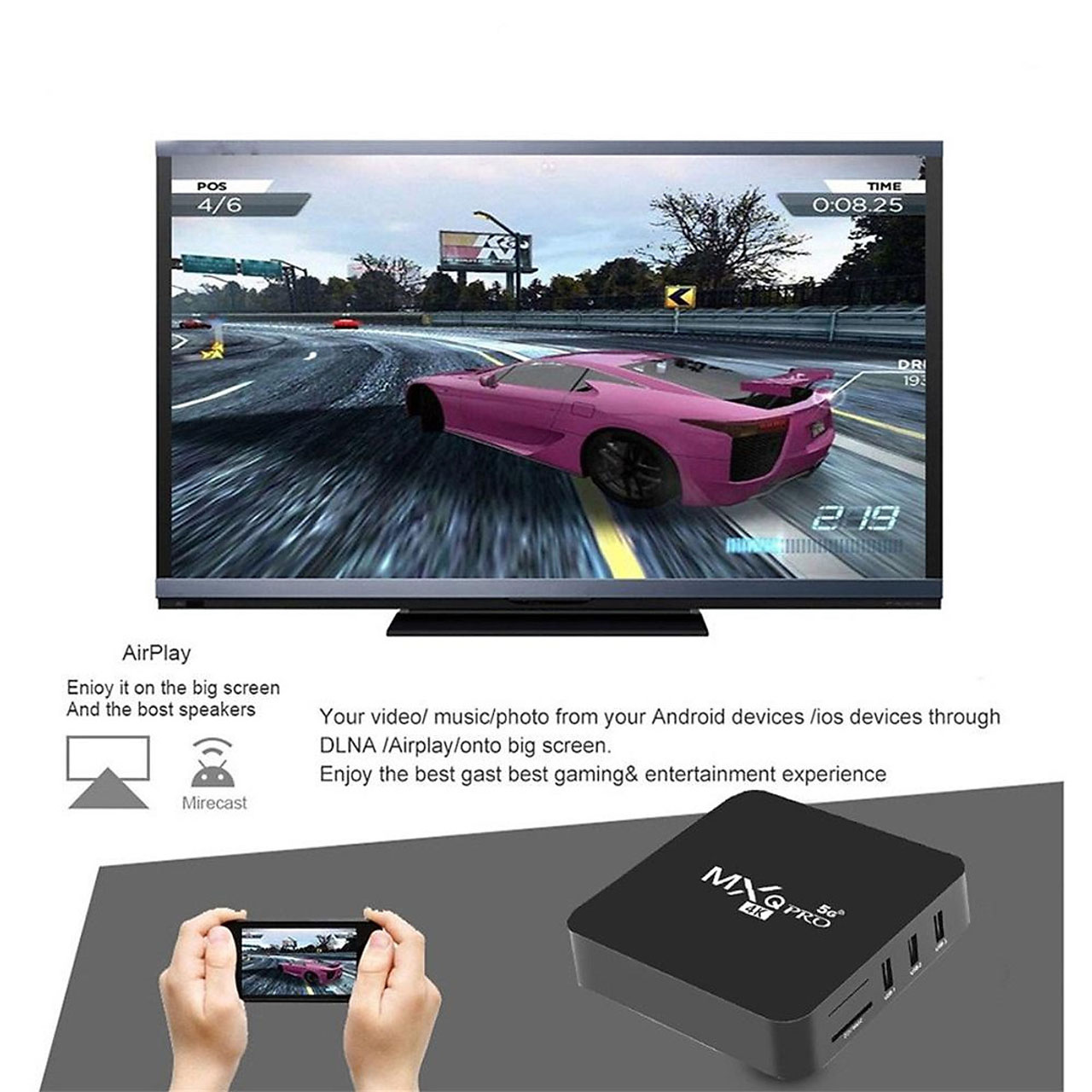 Android tivibox MXQ Pro 2.4G 5G android 11.1 RK3228A quadcore wifi 5G 1GB/2GB 8GB/16GB kết nối bluetooth 4K HD hỗ trợ youtube - hàng chính hãng