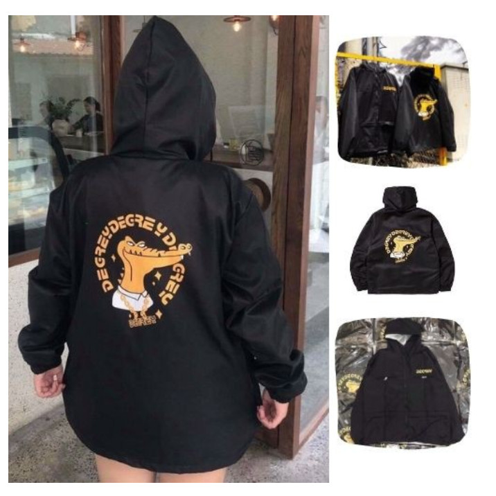 Áo khoác dù in hình Degrey dành cho nam nữ cho cặp đôi có mũ, jacket form rông phong cách unisex