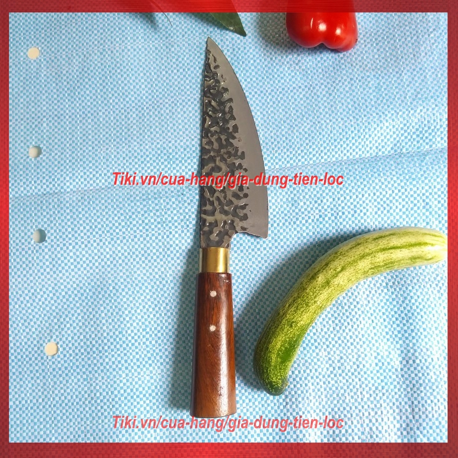 Bộ 3 dao siêu phẩm nhà bếp thép nhíp ô tô cán mun khâu đồng cao cấp