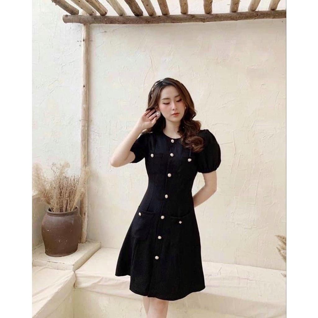 ĐẦM CỔ TRÒN TAY BỒNG ĐÍNH NGỌC TRAI SÀNH ĐIỆU