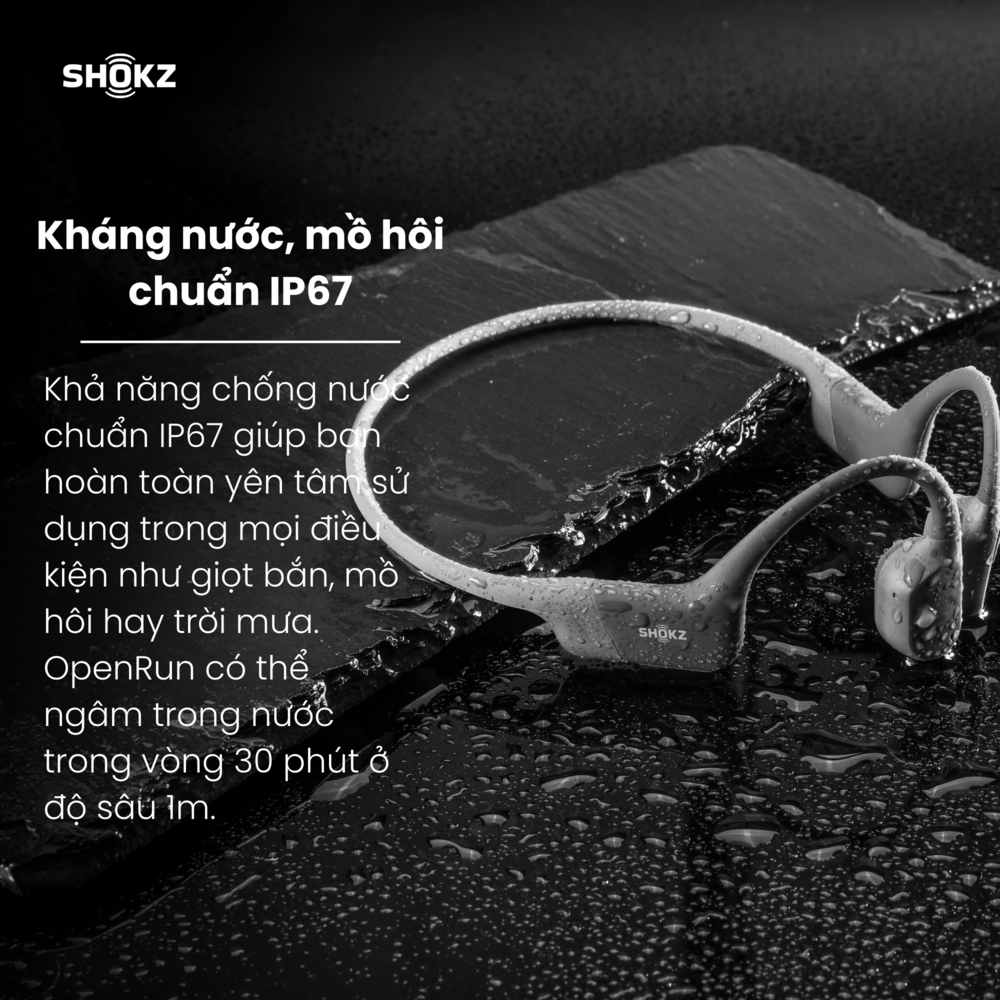 Tai Nghe Bluetooth Thể Thao Truyền Âm Thanh Qua Xương SHOKZ OPEN RUN S803 Màu Xám - Hàng chính hãng