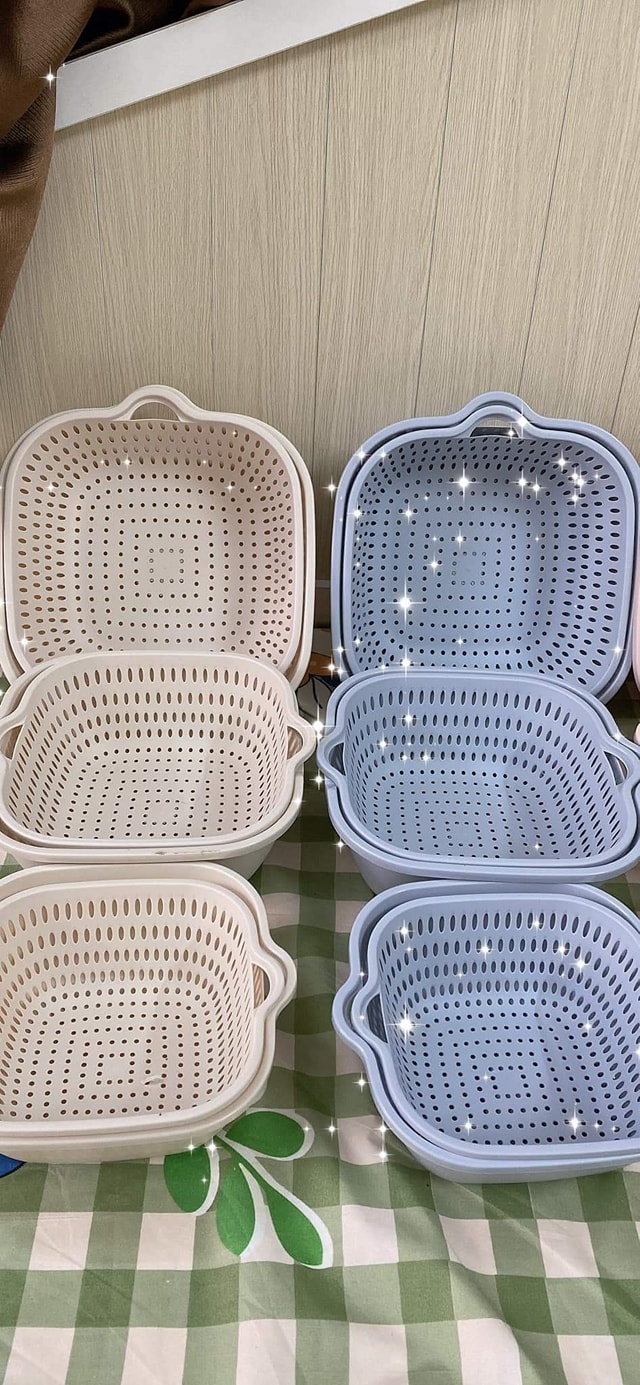 Bộ rổ nhựa kèm thau 6 món cao cấp đủ size- tiết kiệm- bền đẹp