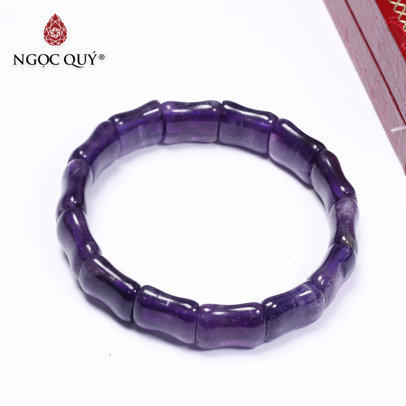 Vòng tay đá thạch anh tím đốt trúc 14.5x11.5mm mệnh hỏa. thổ - Ngọc Quý Gemstones