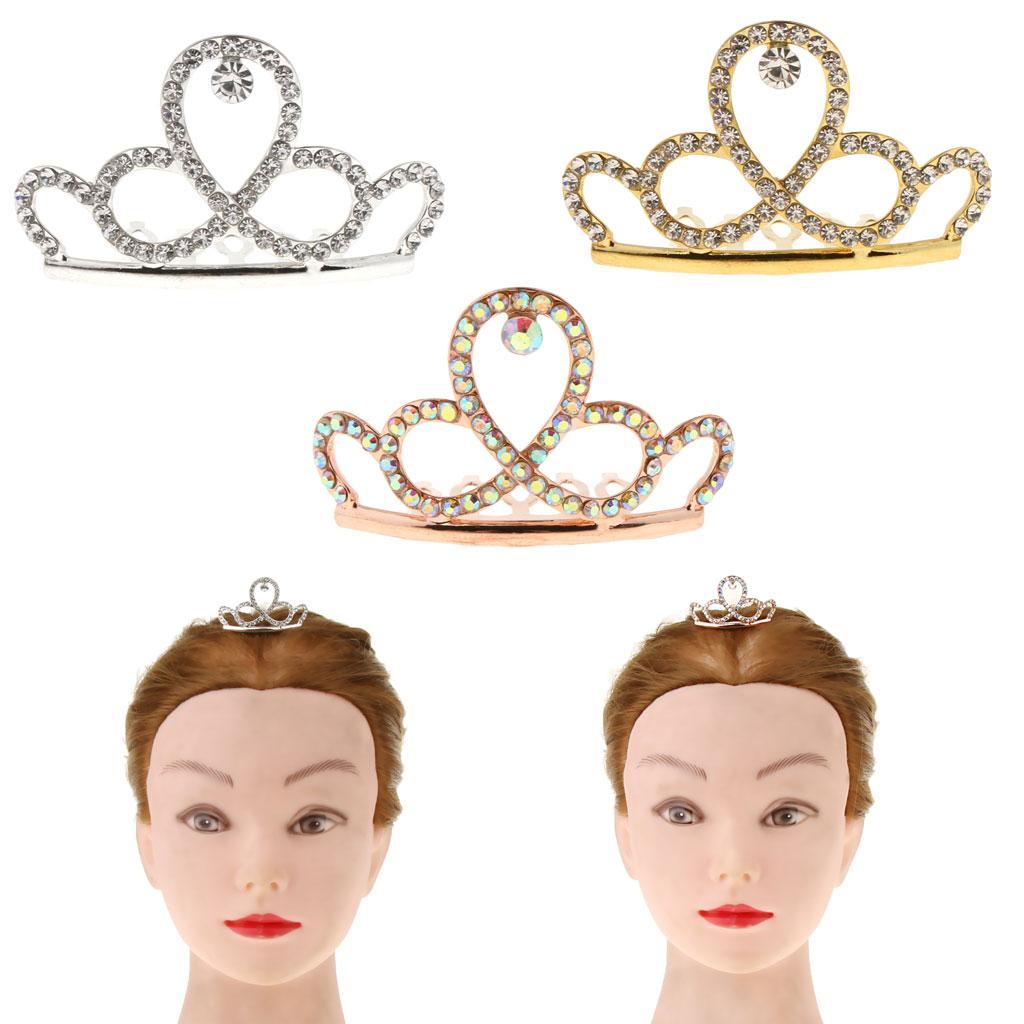Mini Rhinestone Drop Crown Tiara Wedding Banquet Hair Jewelry Silver