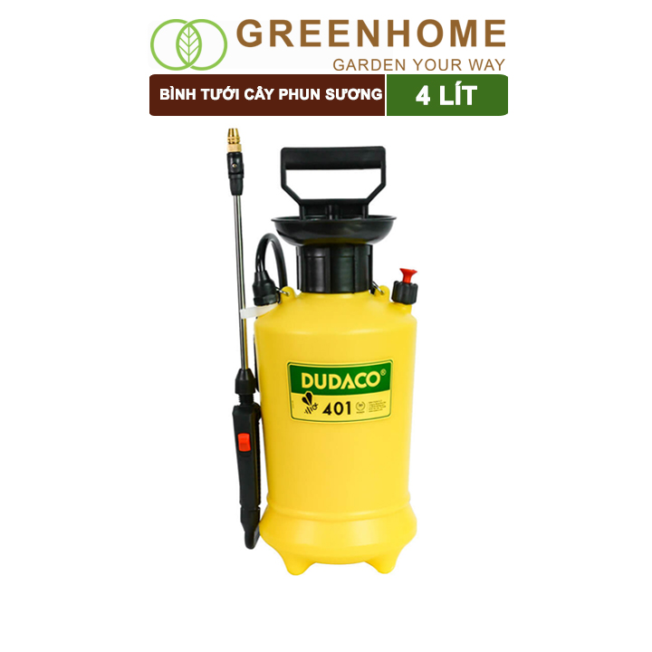 Bình Tưới Cây Dudaco, Greenhome, 4 Lít, Phun Xa 2 Chế Độ, Bơm Nhẹ Tay, Tưới Cây Phun Sương, Bền, Đẹp