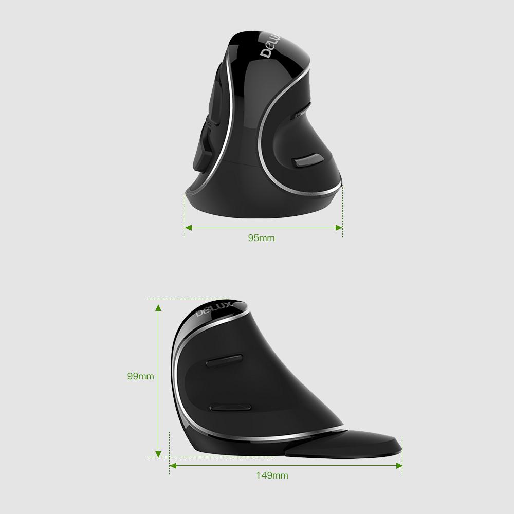 Chuột quang di động không dây Delux M618 Plus 2.4G Blue Light với Bộ thu USB 800/1000/1600 DPI 3 cấp độ