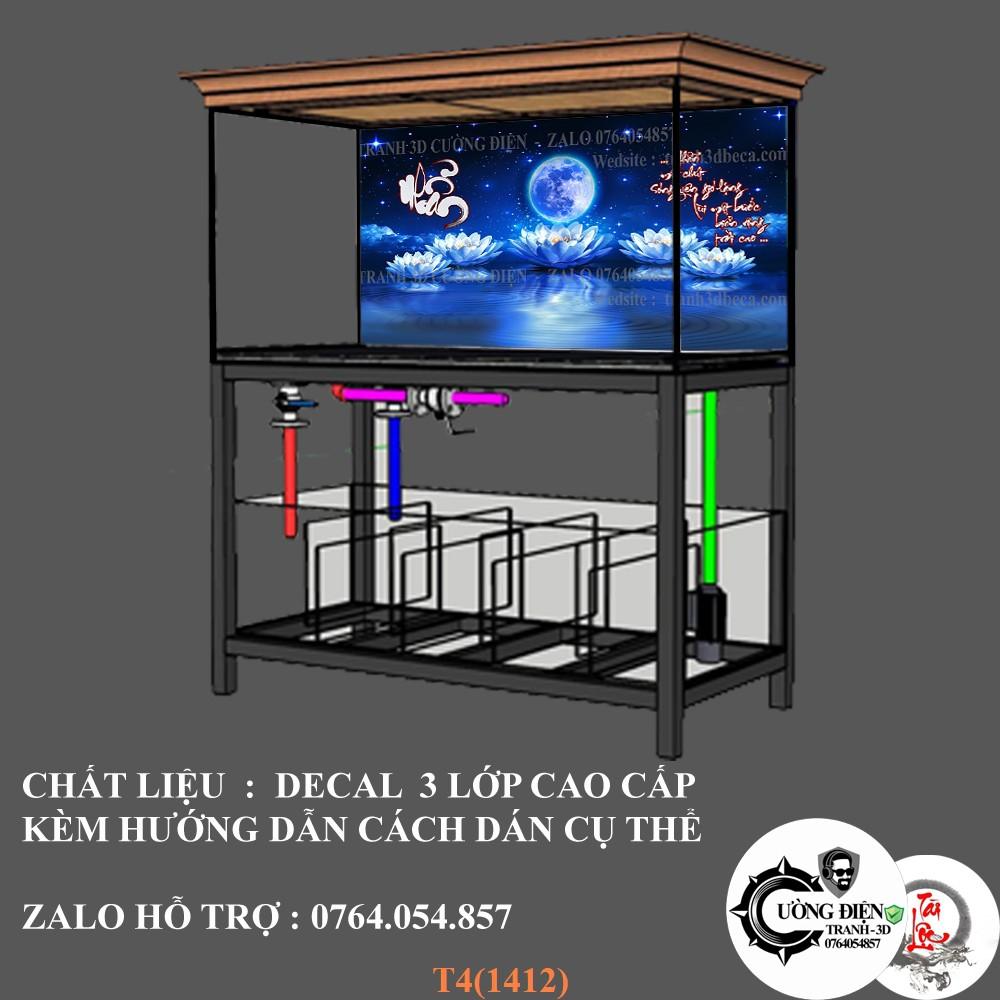 Tranh dán hồ cá 3d , hồ cá rồng , la hán , cá dĩa …