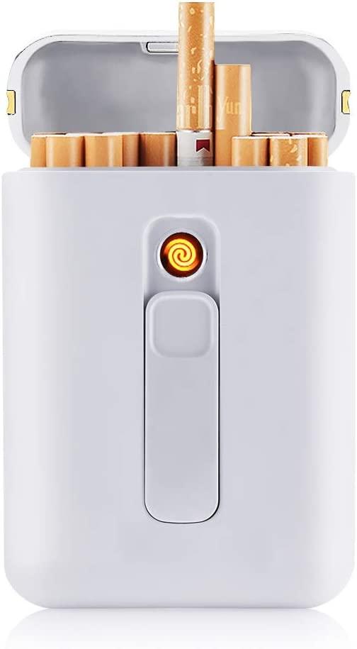 Hộp đựng kèm bật lửa HỘP 20 điếu thông thường xách tay King Size Bật lửa USB Bật lửa điện Windproof không lửa 2 trong 1 có thể sạc lại