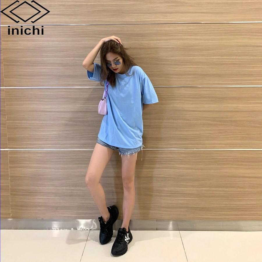 Áo thun trơn tay lỡ Unisex INICHI form rộng cá tính vải cotton co giãn 4 chiều - A618