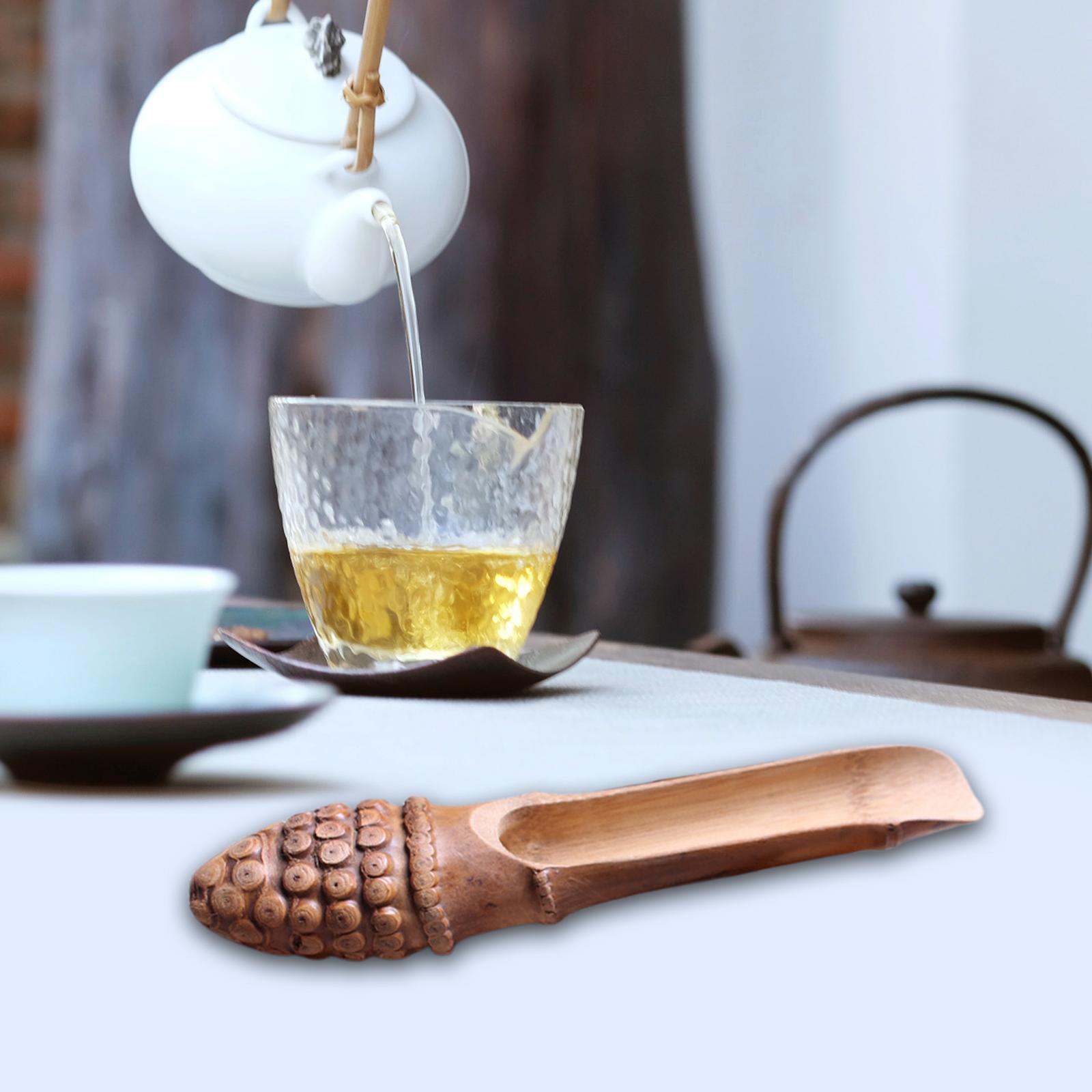 Bamboo Tea Scooper Durable Engraved Scooper Spade for Kitchen Teahouse Salt
