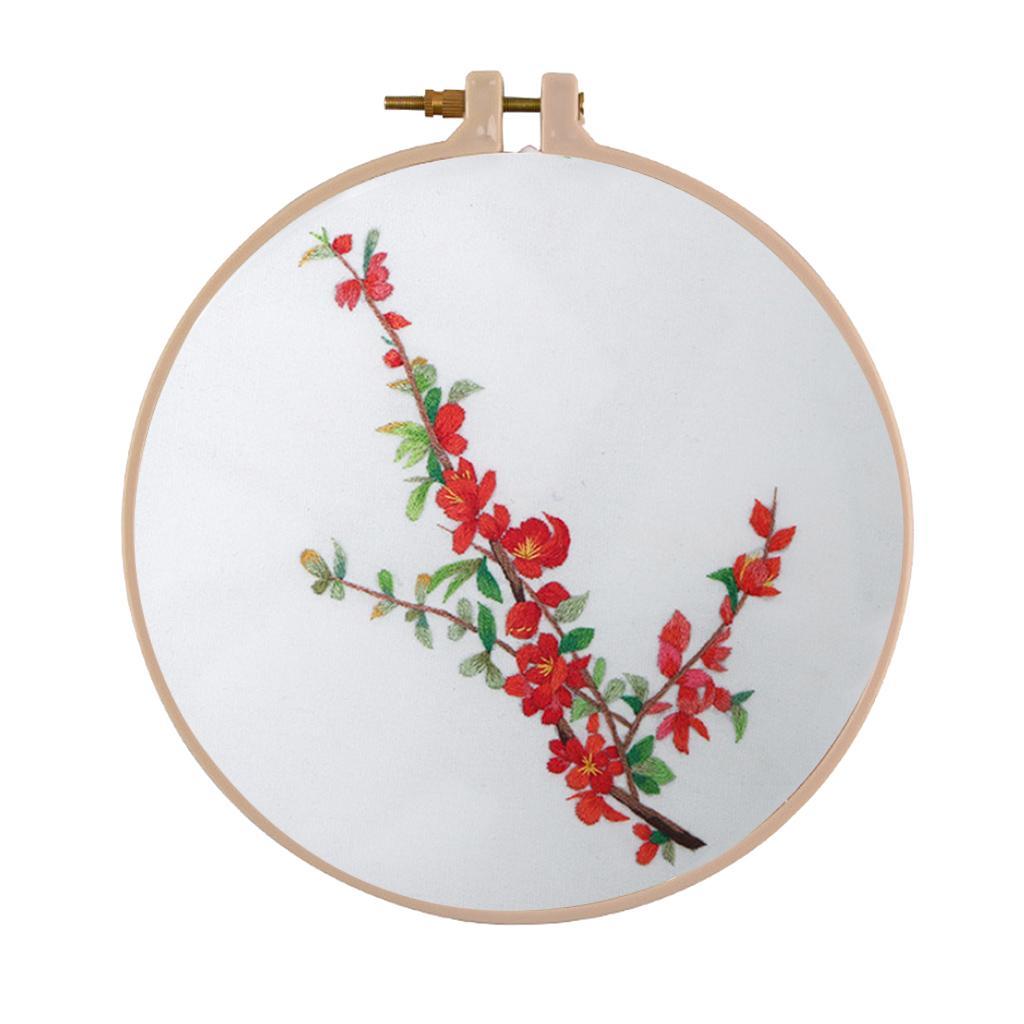 DIY Ribbon Flower Embroidery Set Starter Frame Cross Stitch for Beginner Needlework Kit Art Craft Sewing Accessories