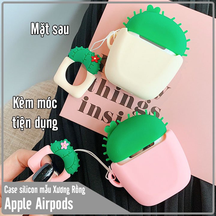 Case silicon bảo vệ cho tai nghe APple Airpods 1 - 2 hình chậu xương rồng