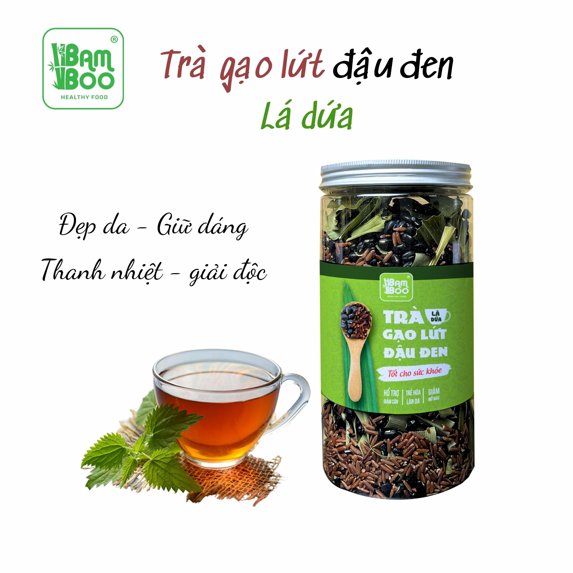 Trà gạo lứt đậu đen lá dứa hoa nhài Bamboo - Hỗ trợ giảm cân, thanh lọc cơ thể