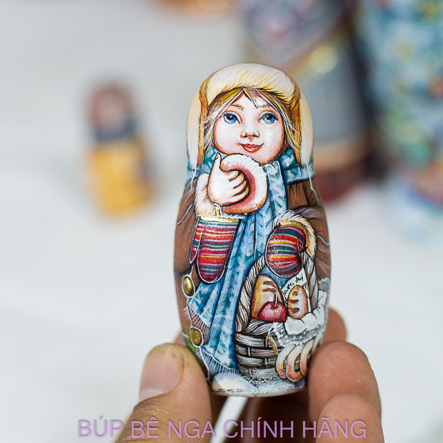BỘ BÚP BÊ NGA MATRYOSHKA 5 LỚP 20CM HOA VĂN "CÔ BÉ MÙA ĐÔNG" CỰC ĐẸP VÀ PHONG CÁCH, CÁ TÍNH