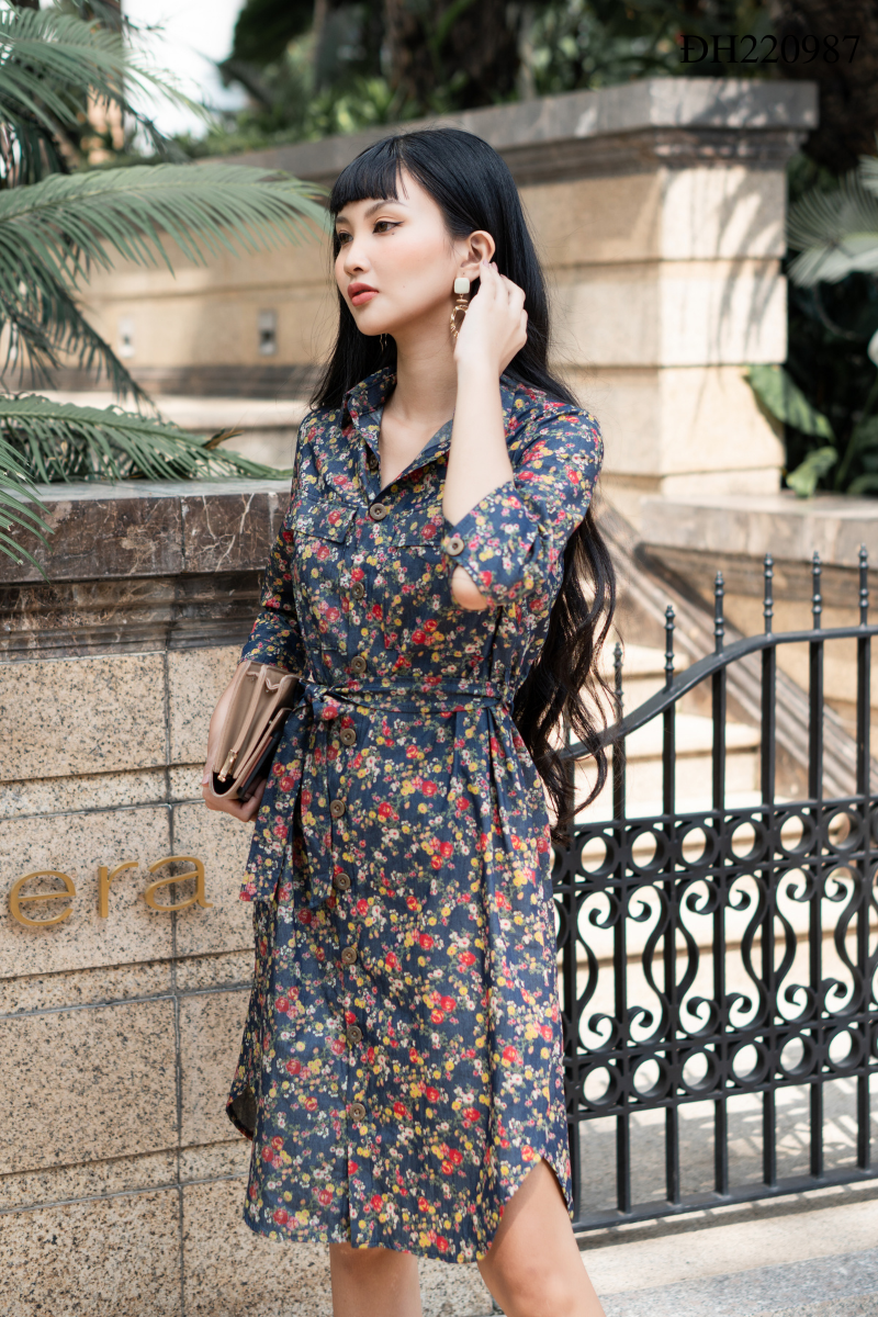 Đầm sơ mi hoa