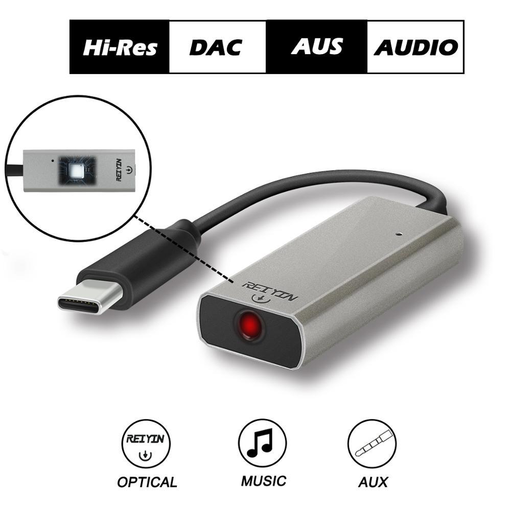 Tai nghe Reiyin DAC USB-C to Toslink Optical 3.5mm Bộ chuyển đổi âm thanh 192kHz 24bit Thẻ âm thanh PC