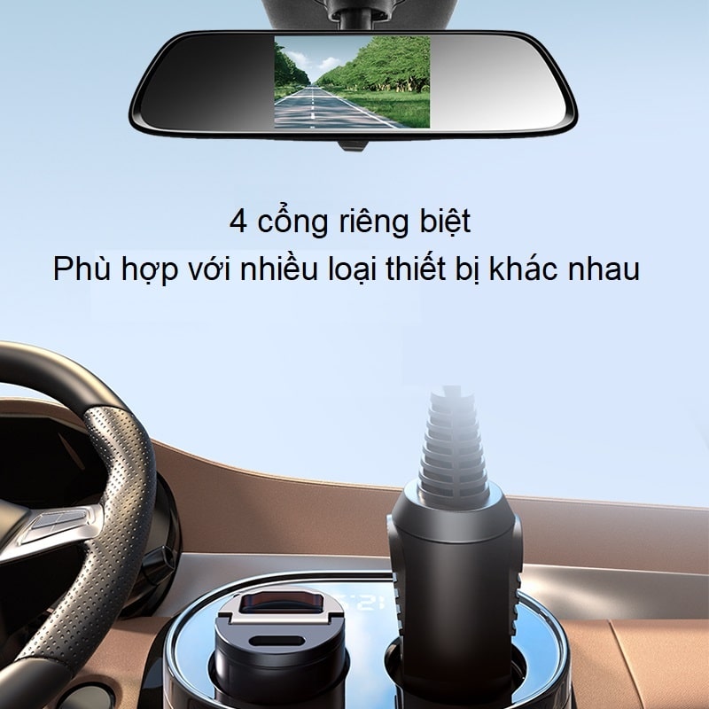 Bộ chia tẩu sạc ô tô cao cấp Philips DLP4007B/93 - Chế độ kết hợp 2 đầu ra - Bảo hành 24 tháng