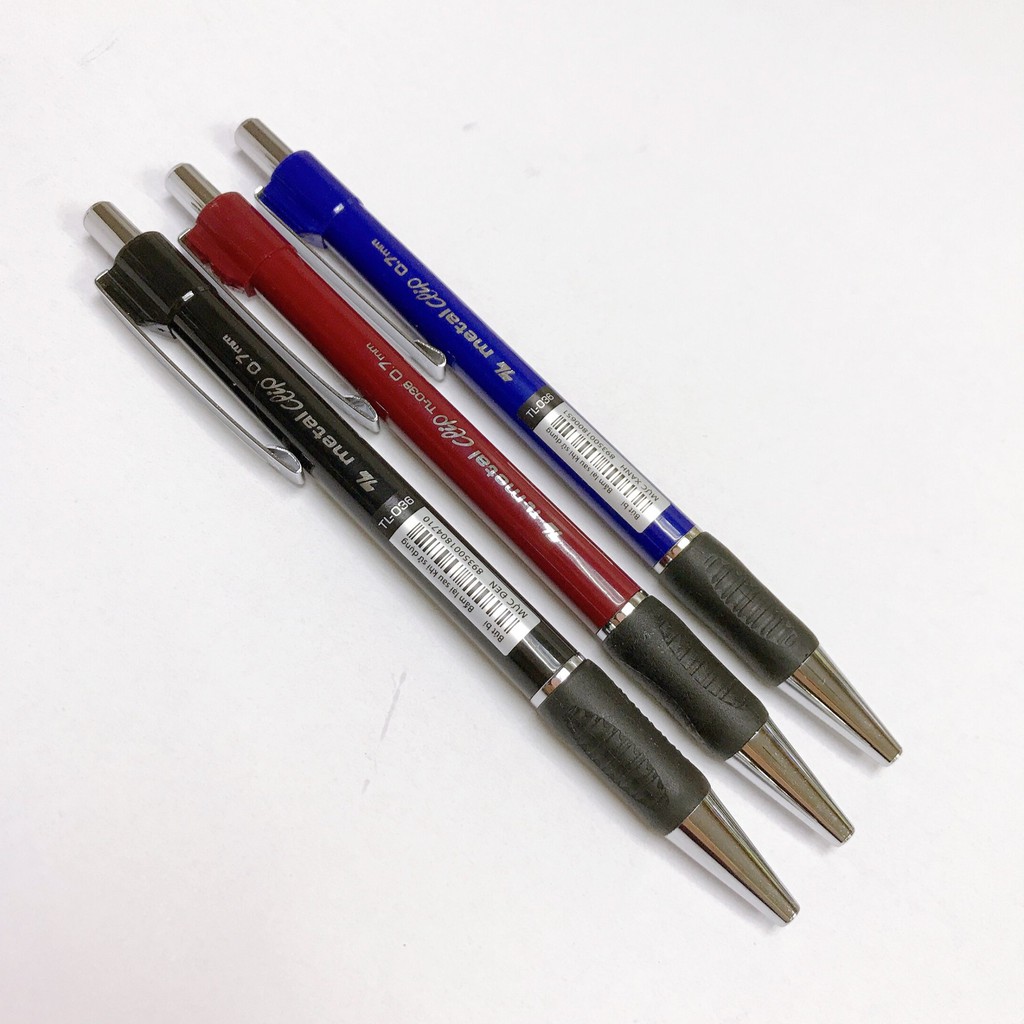 Combo 5 Bút bi Thiên Long TL-036 ngòi 0.7mm - giắt kim loại mạ crom đệm cầm tay cao su êm, giảm trơn trượt