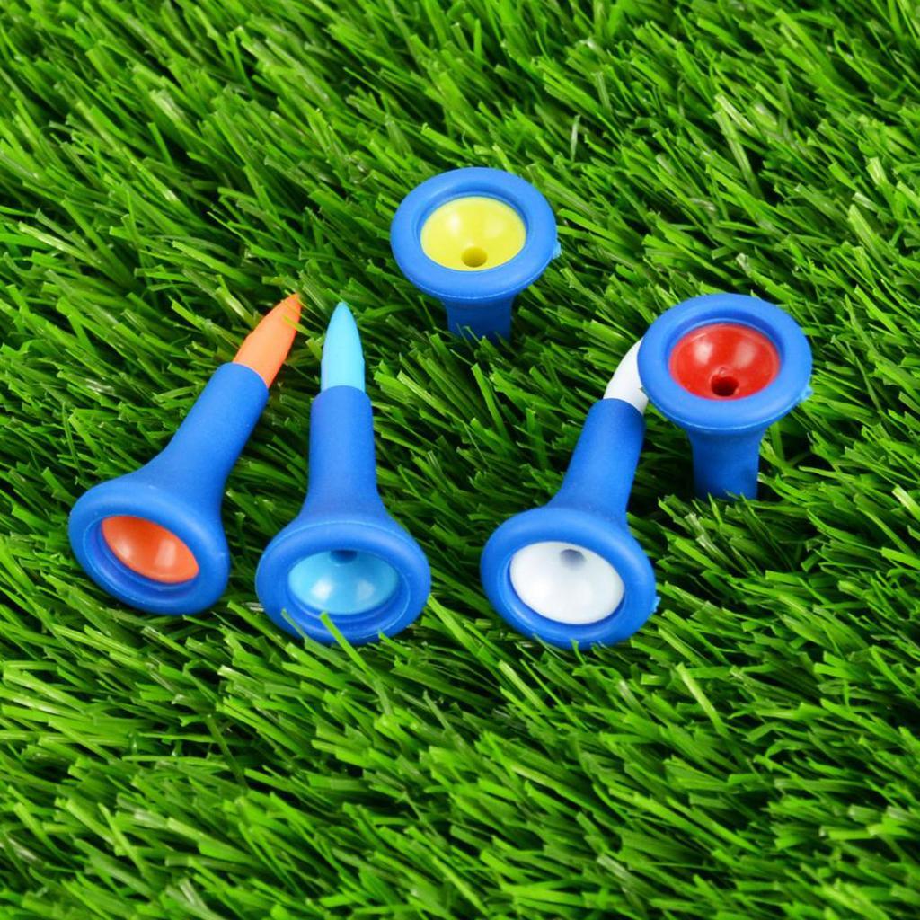 10 Pieces Durable Rubber Cushion Top Golf Tees Random Color 42mm + 83mm
