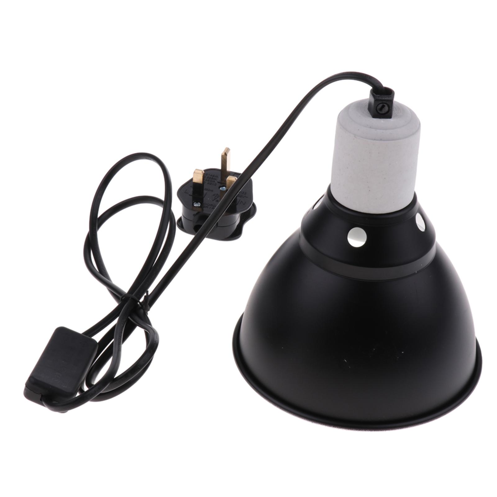 UK Plug Reptile Heating Light UVA UVB Bulb Dome Lamp Holder E27 Base with on/off Switch, Terrarium Vivarium Use