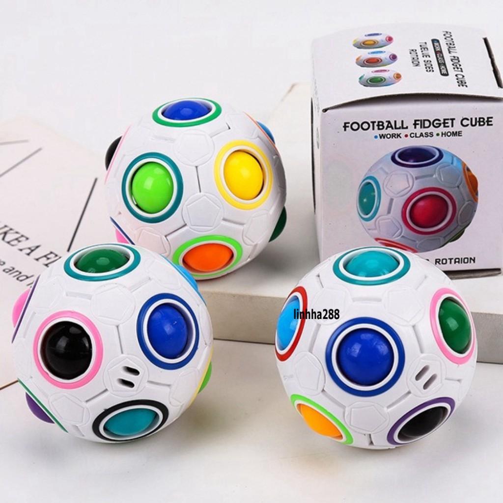 Football fidget cube quả bóng UFO ma thuật màu sắc cầu vồng 7cm, rèn luyện trí não cho bé Rubik Biến Thể quả bóng