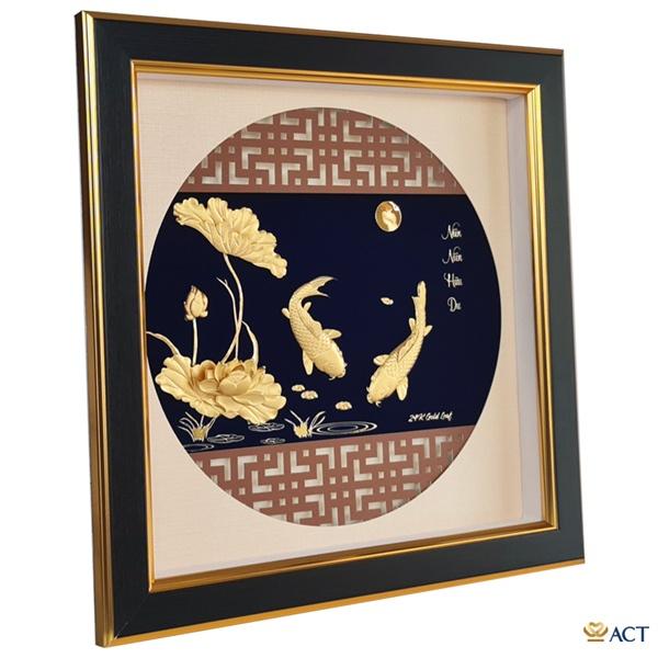 Tranh cá chép hoa sen 35x35 cm