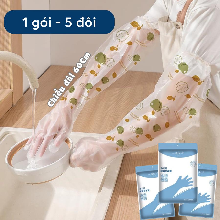 Găng TPE Siêu Dai Dùng 1 Lần - Dài 60Cm, Có Chun Chống Tuột, Găng Tay Rửa Chén Bát, Giặt Đồ Dọn Dẹp Đa Chức Năng