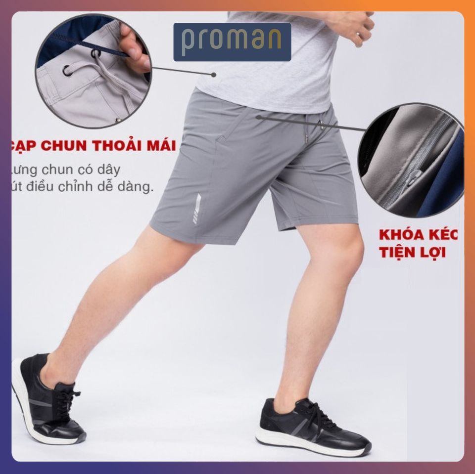 Quần đùi nam thể thao vải gió siêu nhẹ, quần short nam vải gió cao cấp QD01 - PROMAN